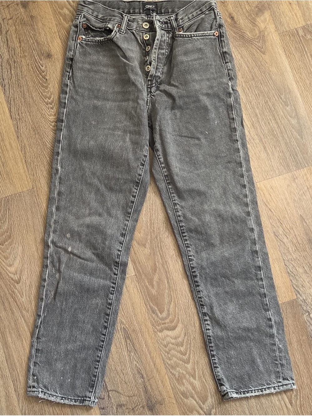 ONLY Faded Gray Button-Fly Jeans
